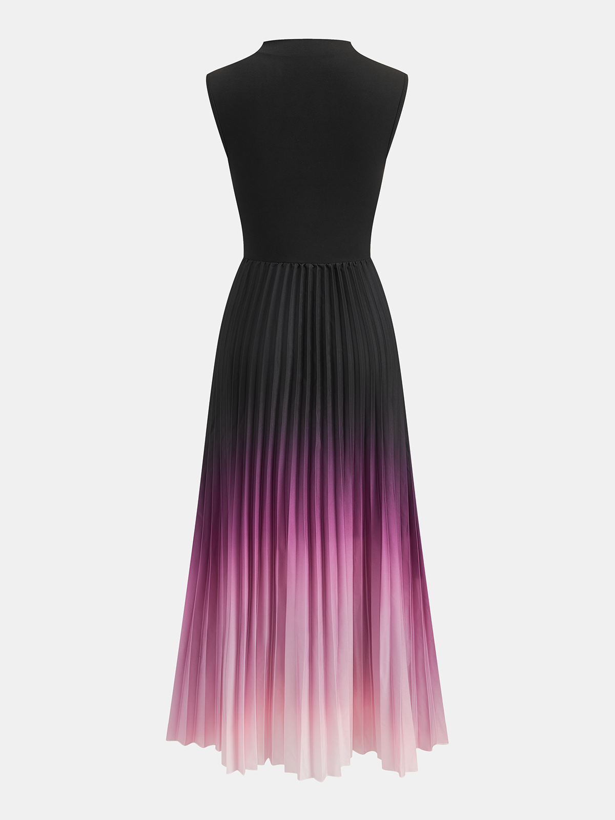 Vestido midi elegante plisado degradado sin mangas