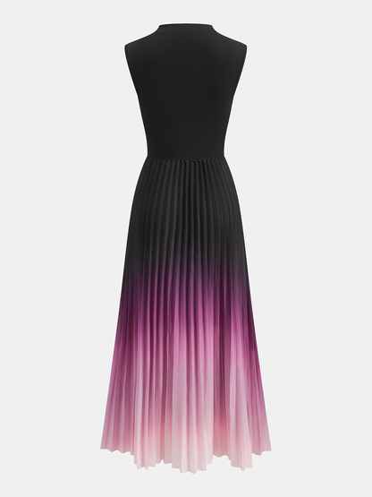 Vestido midi elegante plisado degradado sin mangas