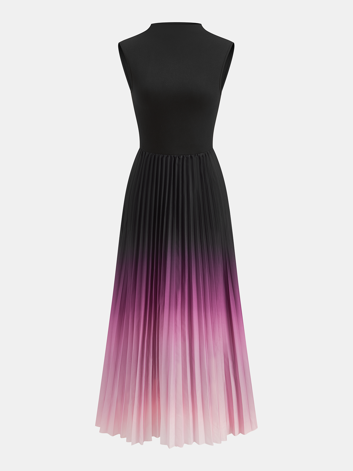 Vestido midi elegante plisado degradado sin mangas