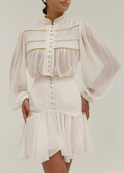 Blusa fluida con detalles Cabo | Vainilla