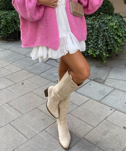 Botas cowboy Selenay beige altas