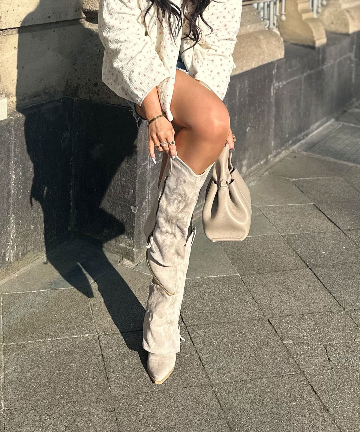 Botas vaqueras Lavinia beige