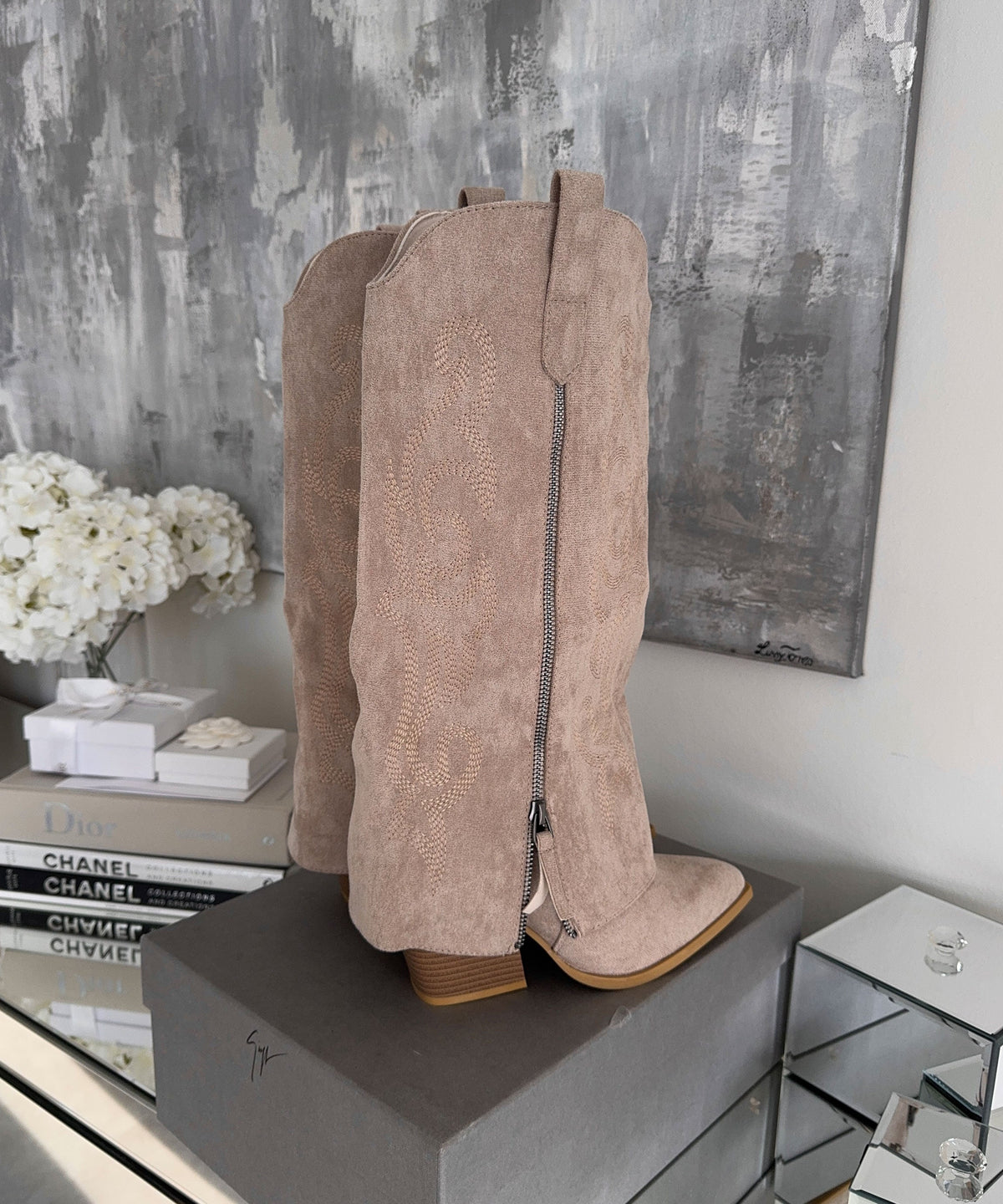 Botas vaqueras Lavinia beige
