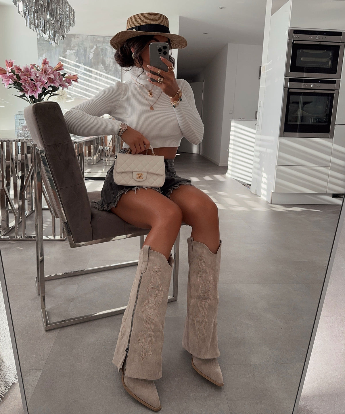 Botas vaqueras Lavinia beige