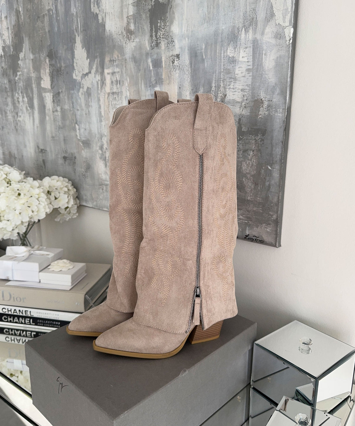 Botas vaqueras Lavinia beige