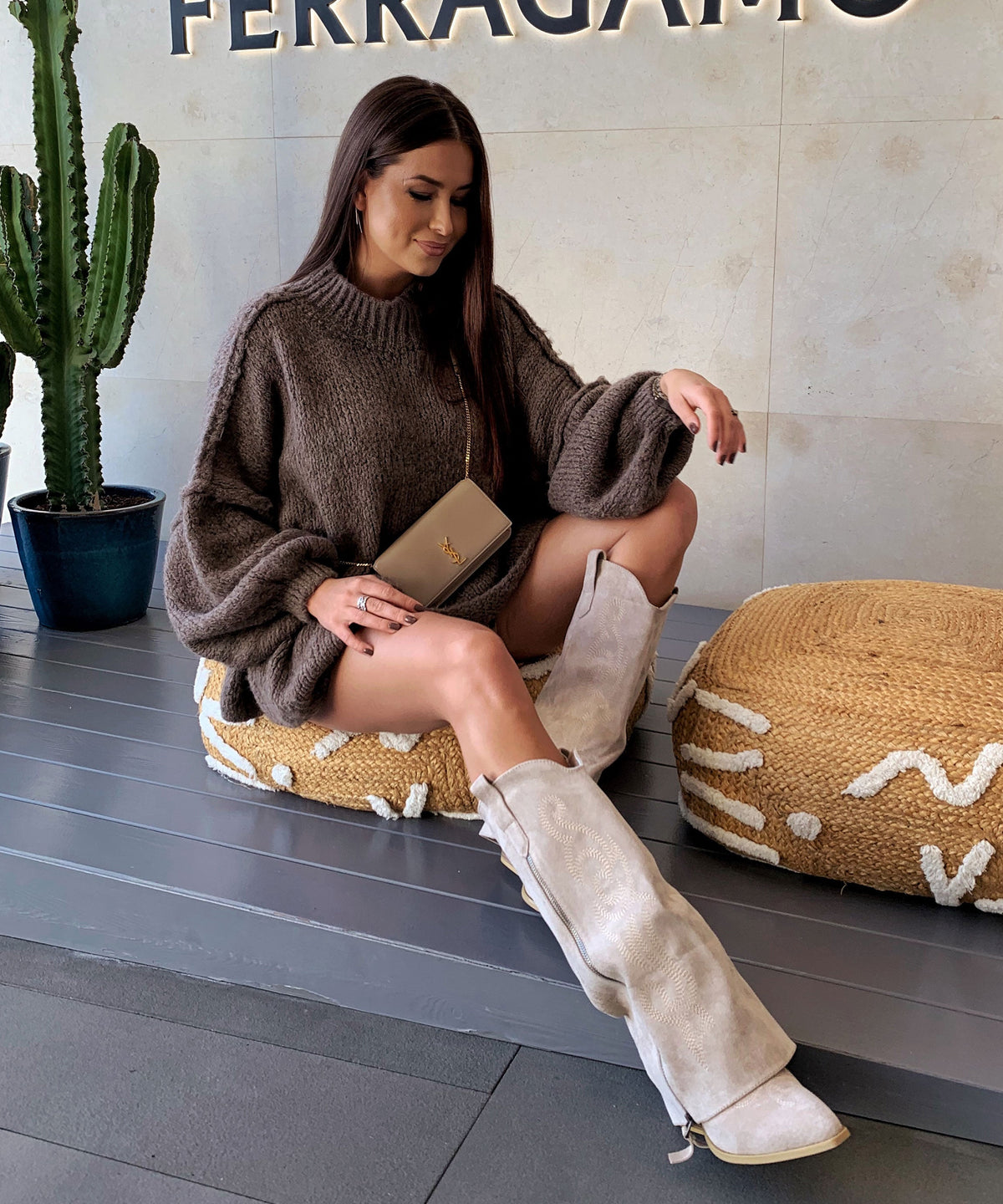 Botas vaqueras Lavinia beige