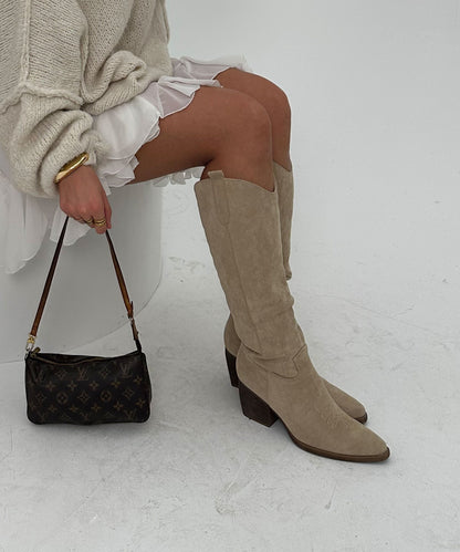 Botas cowboy Selenay beige altas