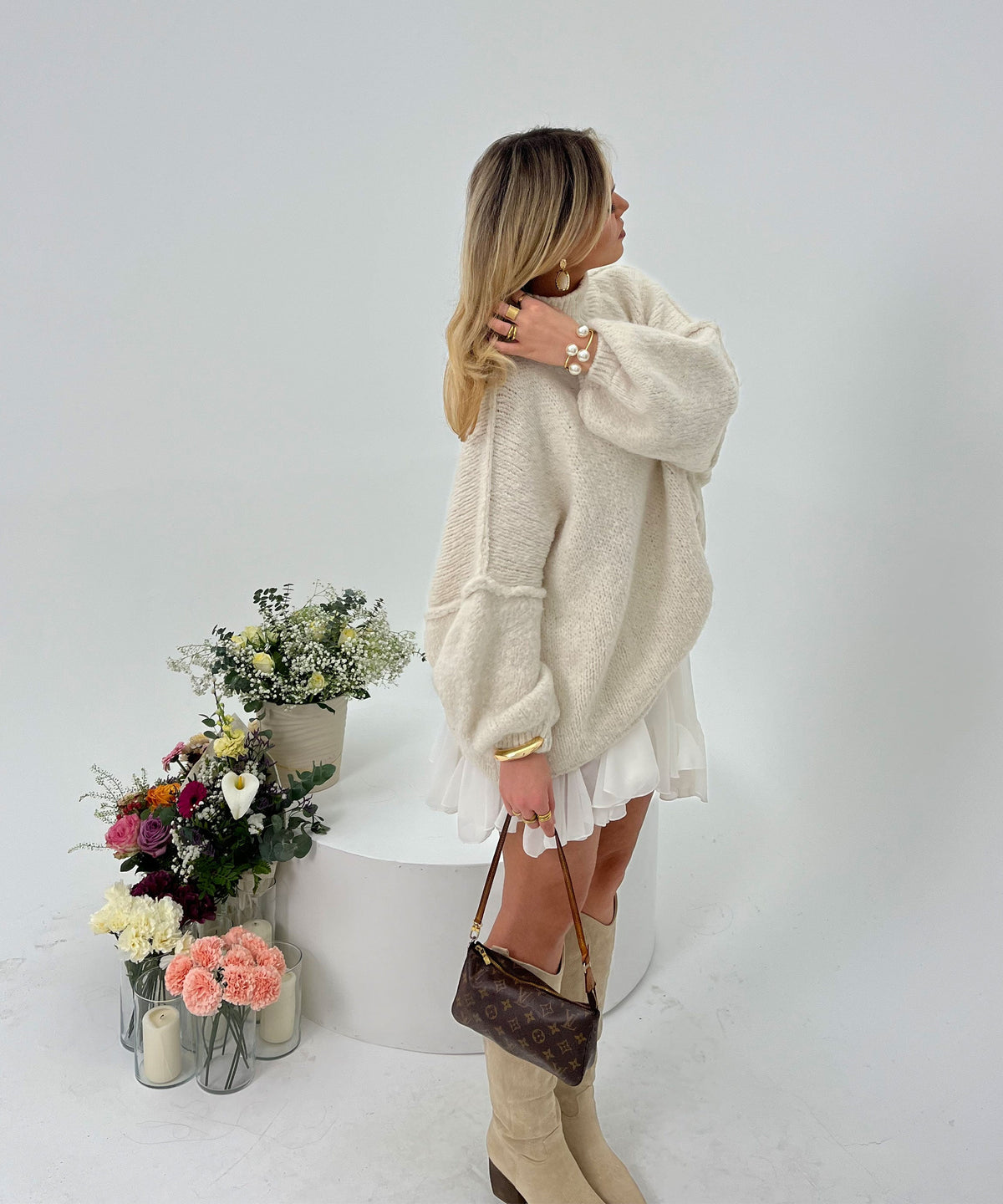 Botas cowboy Selenay beige altas