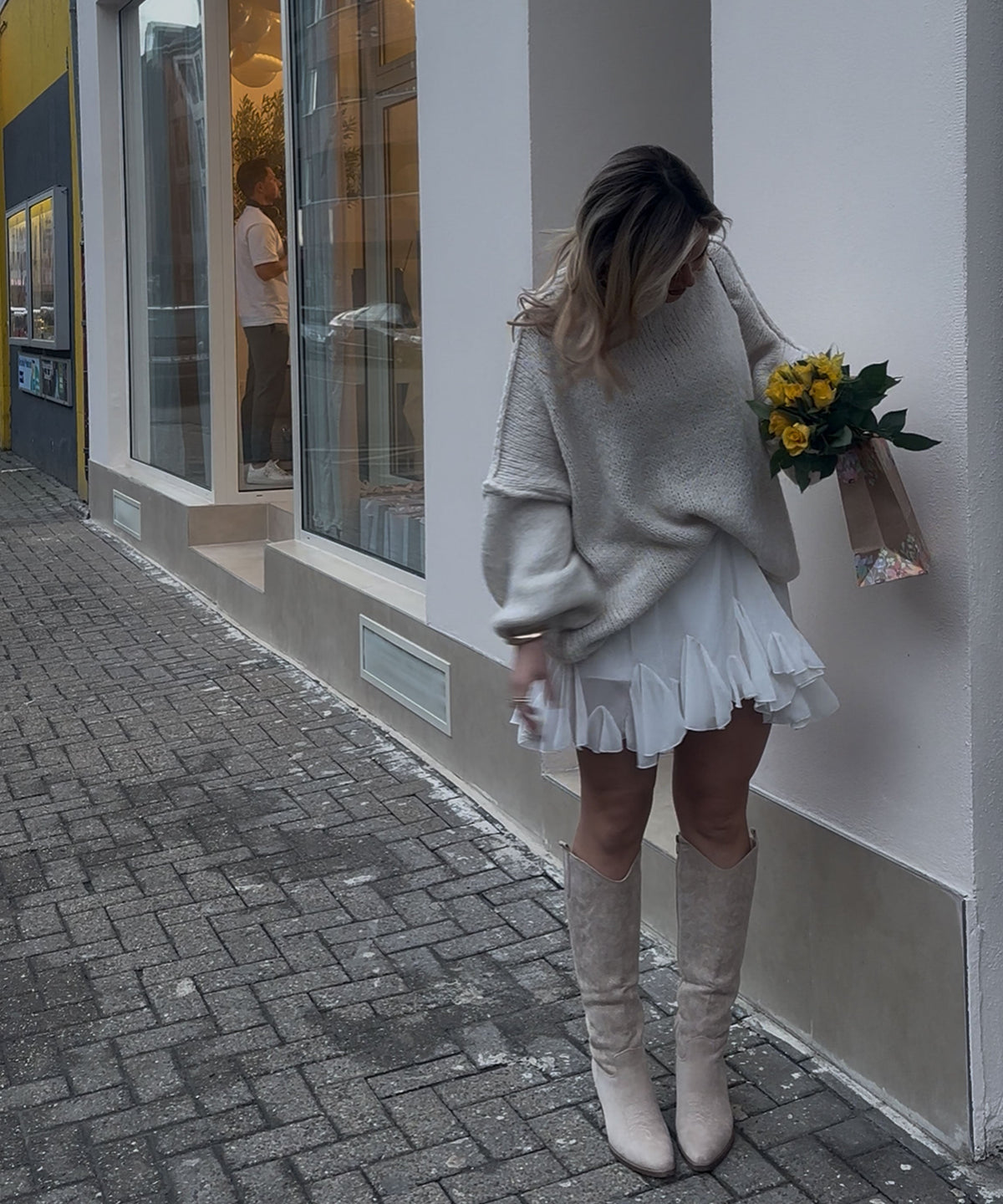 Botas cowboy Selenay beige altas
