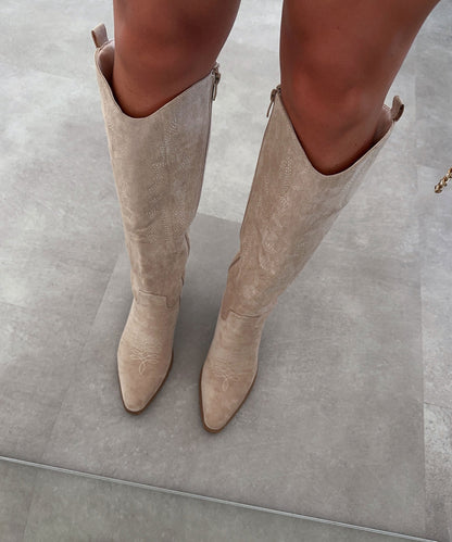 Botas cowboy Selenay beige altas