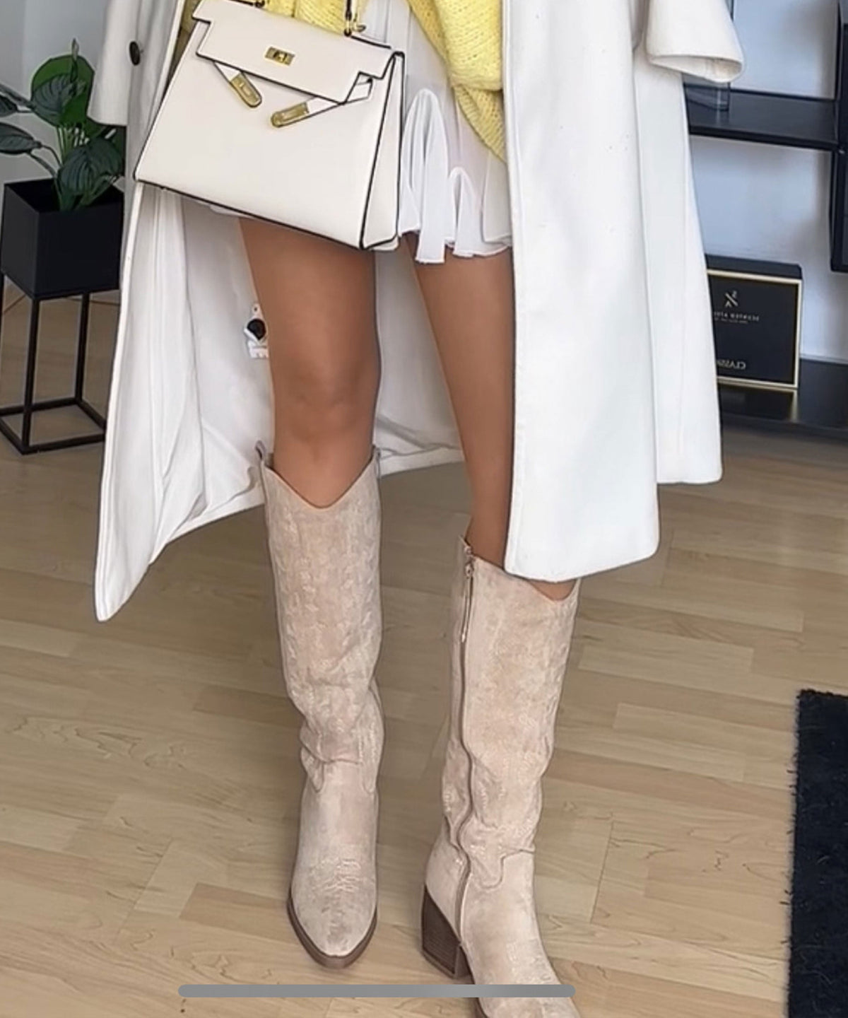 Botas cowboy Selenay beige altas