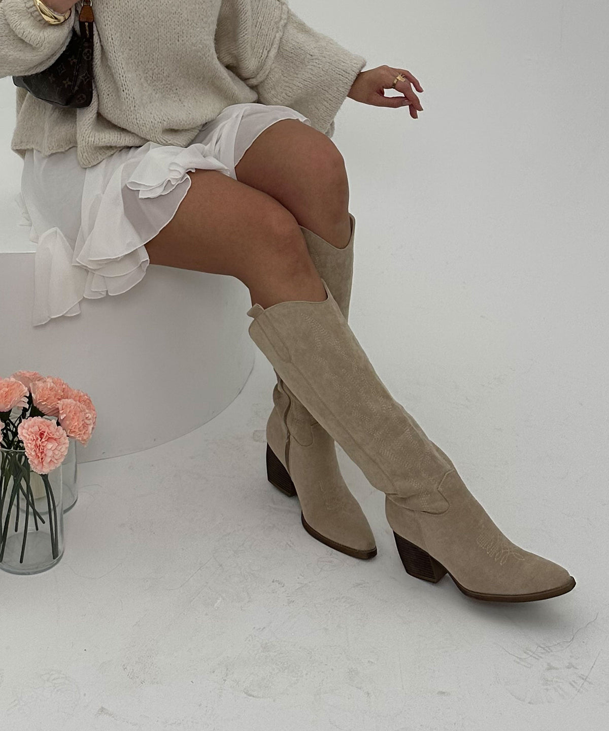 Botas cowboy Selenay beige altas
