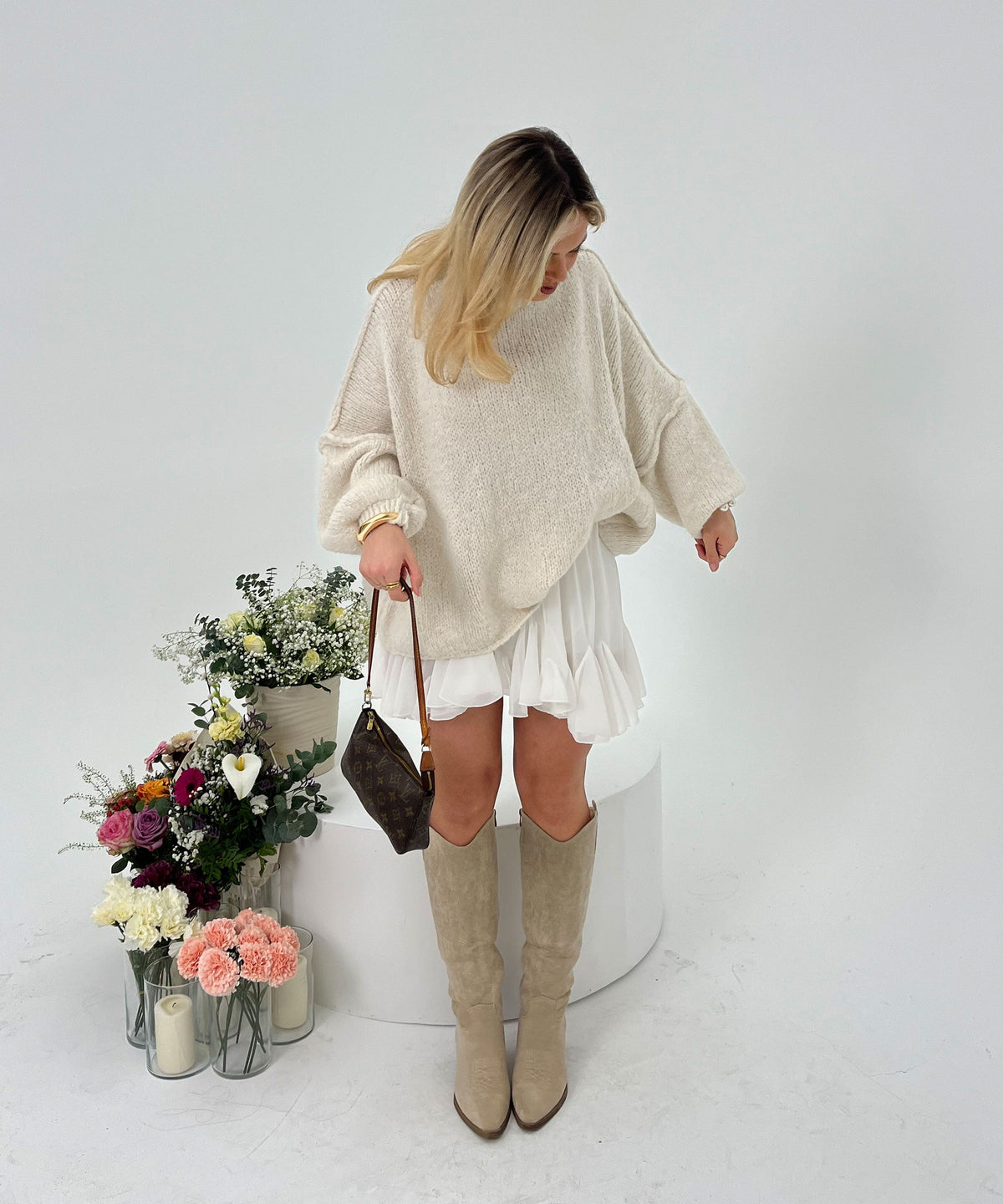 Botas cowboy Selenay beige altas