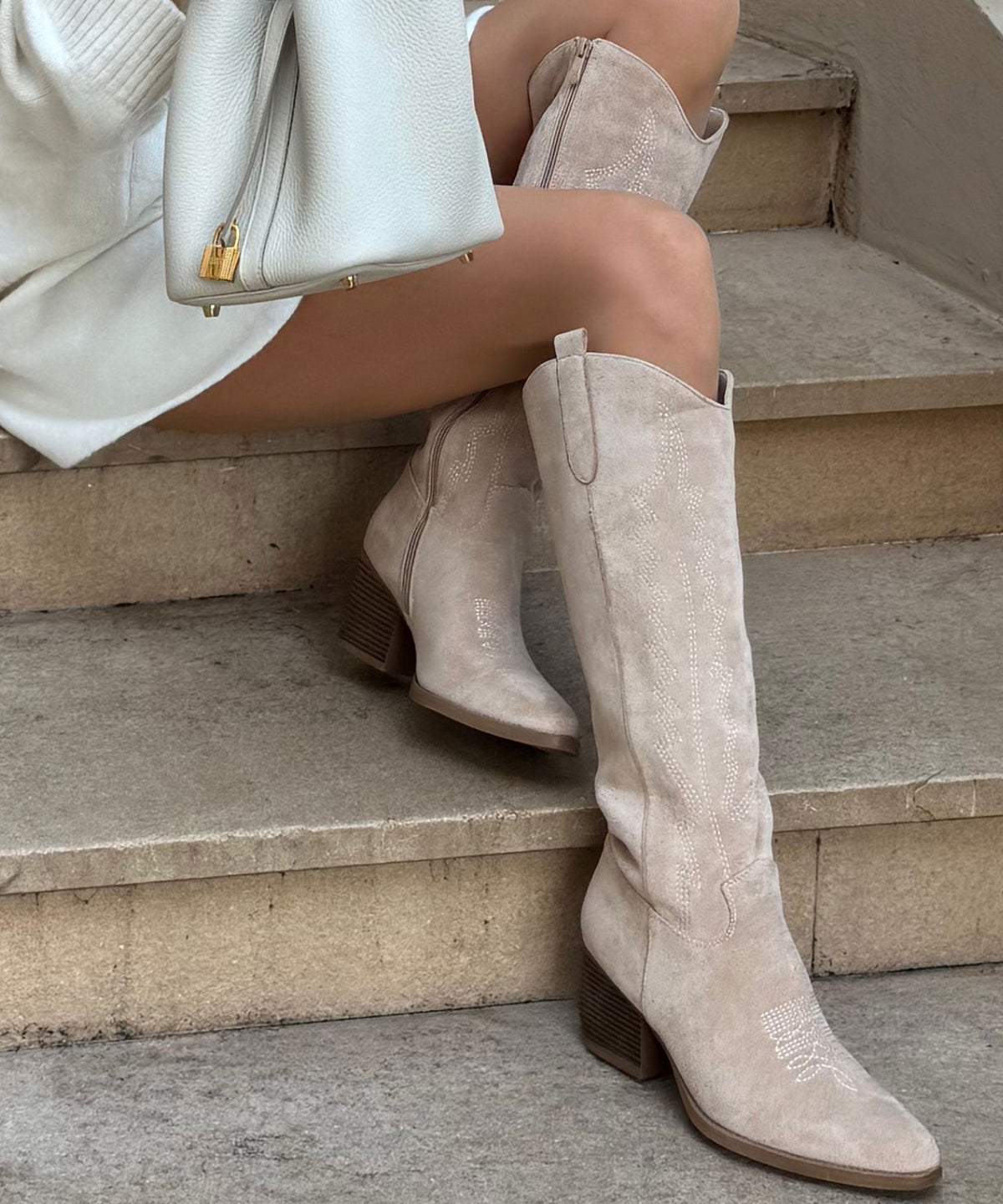 Botas cowboy Selenay beige altas