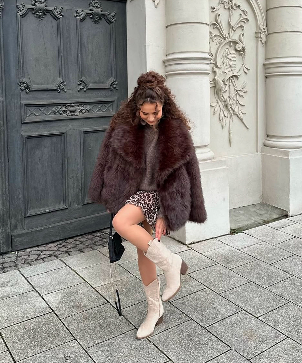 Botas cowboy Selenay beige midi