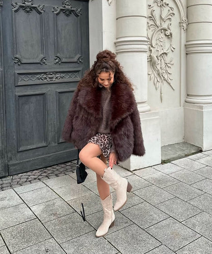 Botas cowboy Selenay beige midi