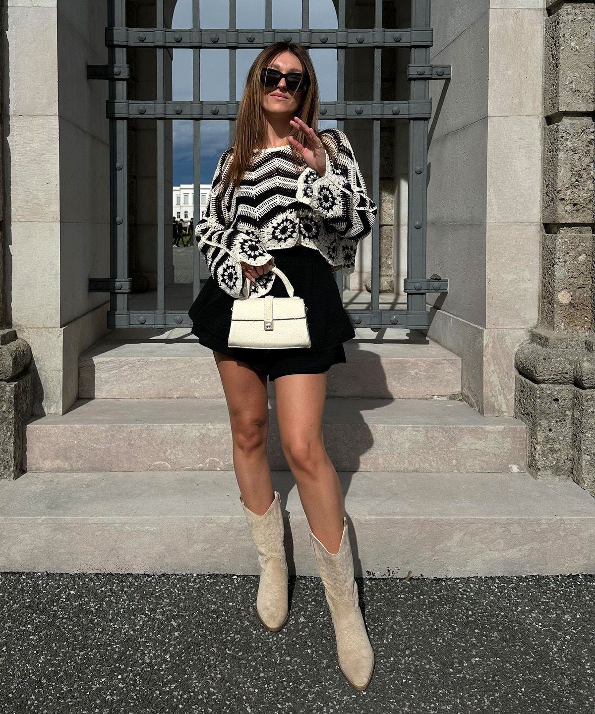 Botas cowboy Selenay beige midi