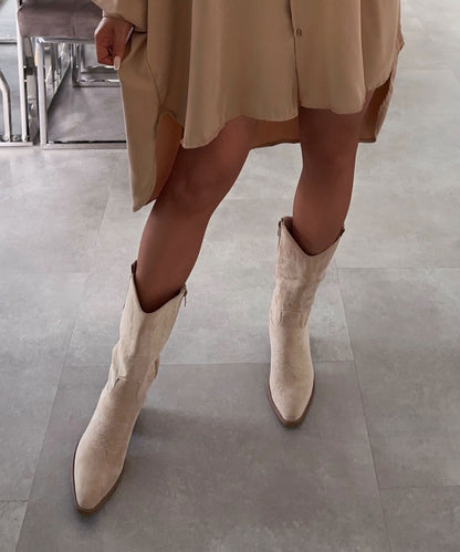 Botas cowboy Selenay beige midi