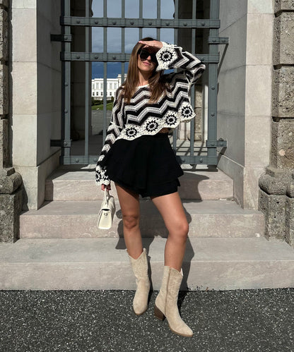Botas cowboy Selenay beige midi