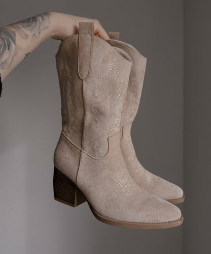 Botas cowboy Selenay beige midi