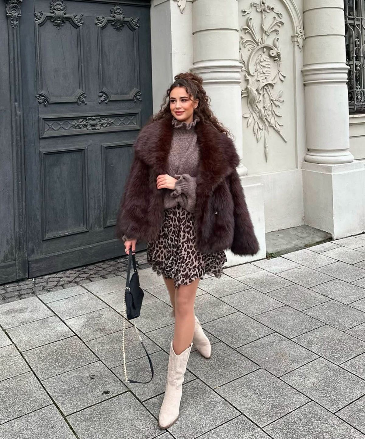 Botas cowboy Selenay beige midi