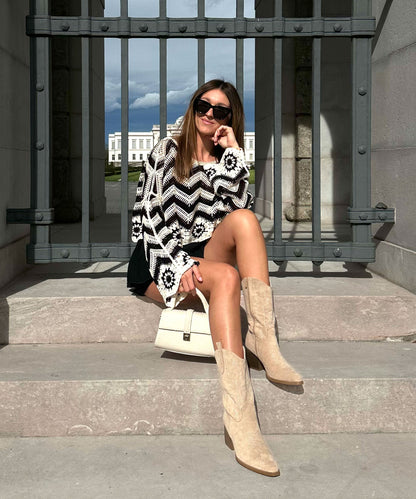 Botas cowboy Selenay beige midi