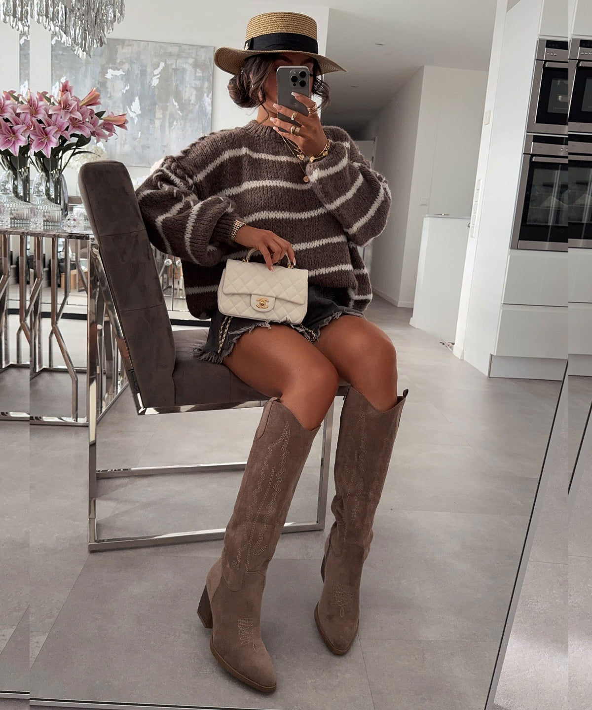 Botas vaqueras Selenay color topo altas