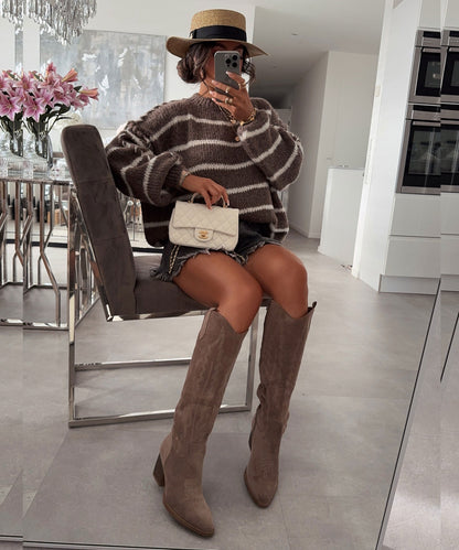 Botas vaqueras Selenay color topo altas
