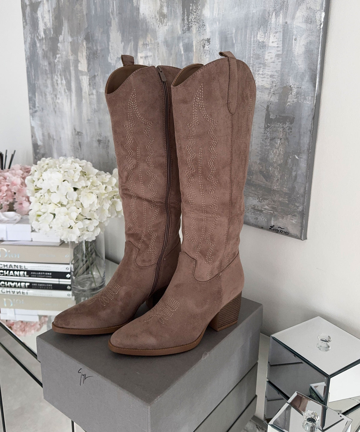 Botas vaqueras Selenay color topo altas