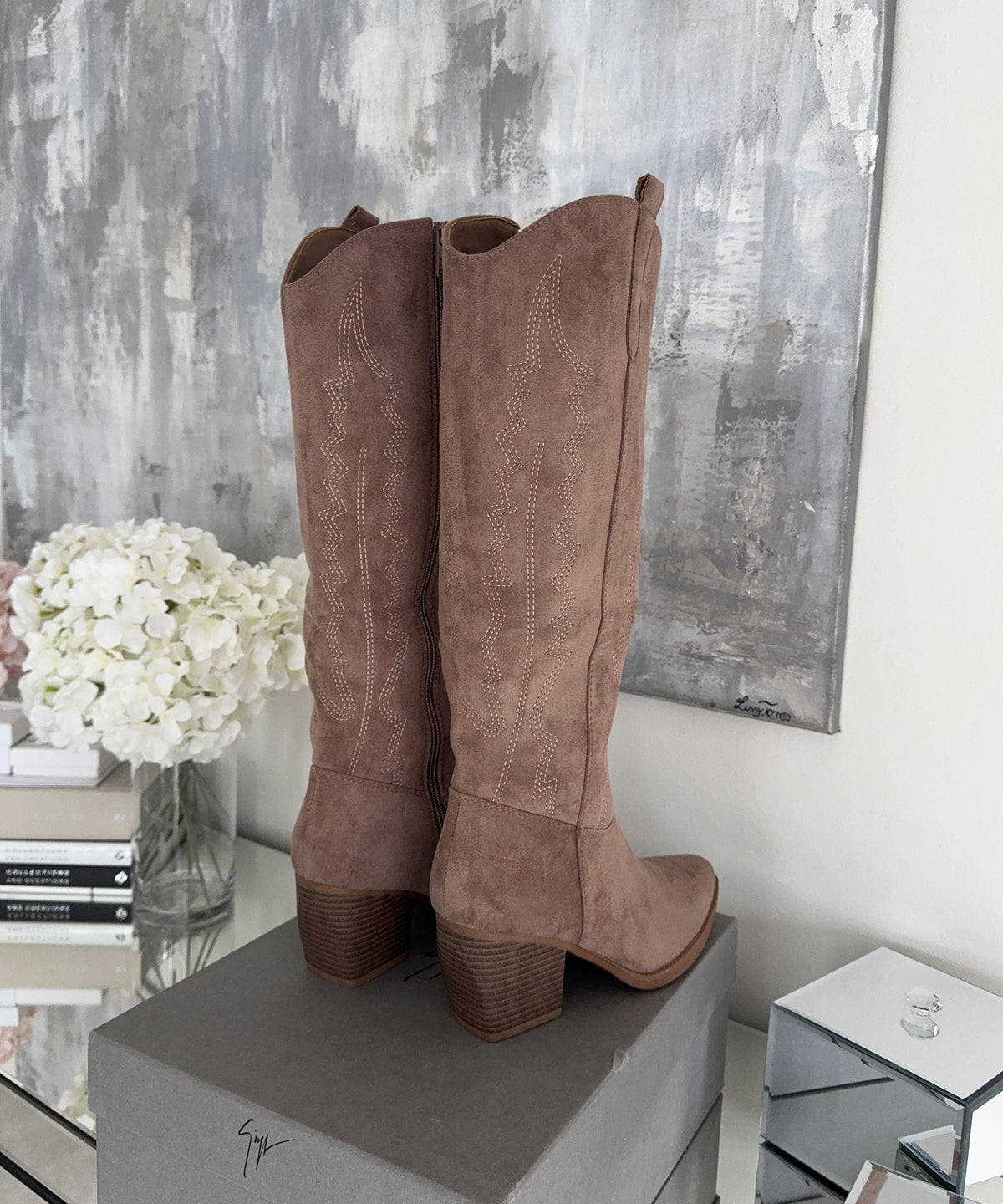 Botas vaqueras Selenay color topo altas