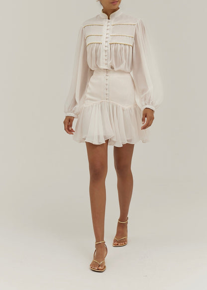 Blusa fluida con detalles Cabo | Vainilla