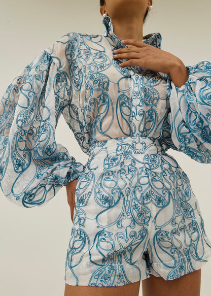 Blusa bordada Estella | Azul