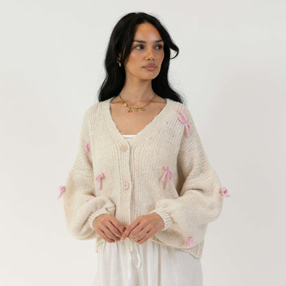 Oversize Mini Bow Cardigan