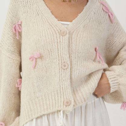 Oversize Mini Bow Cardigan