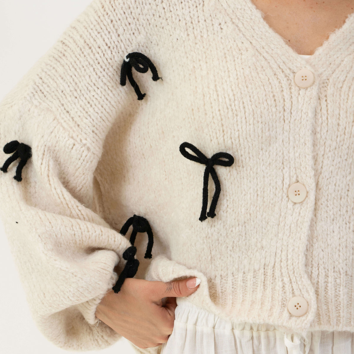 Oversize Mini Bow Cardigan