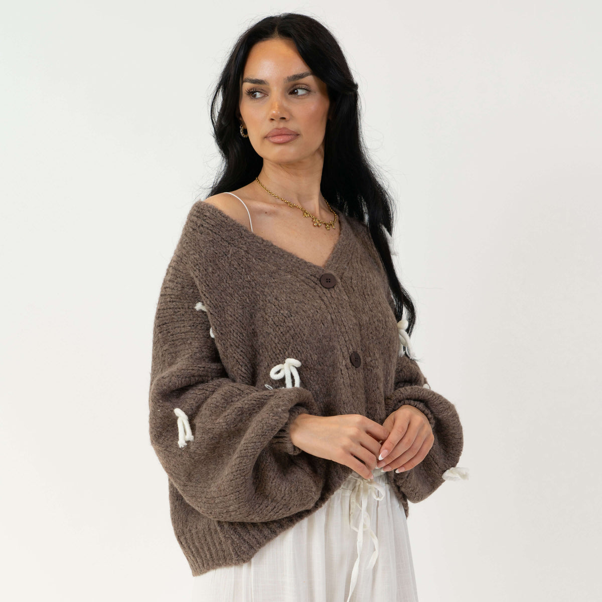 Oversize Mini Bow Cardigan