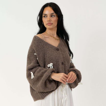 Oversize Mini Bow Cardigan