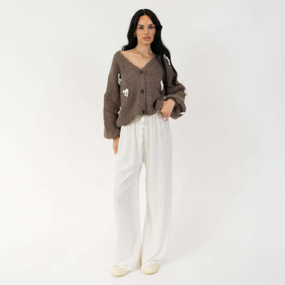 Oversize Mini Bow Cardigan