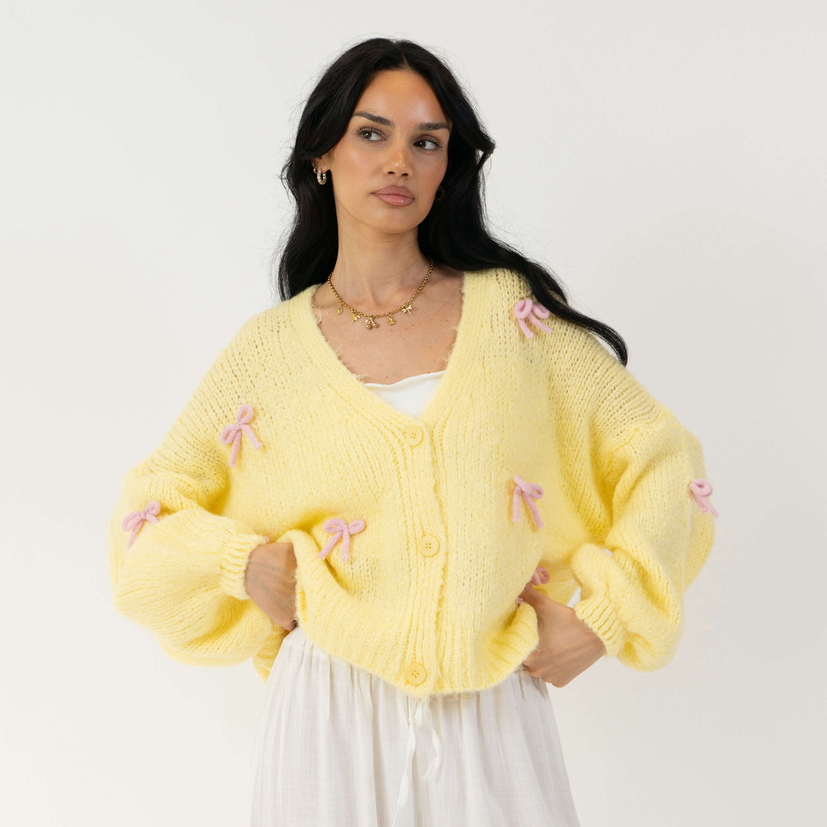 Oversize Mini Bow Cardigan