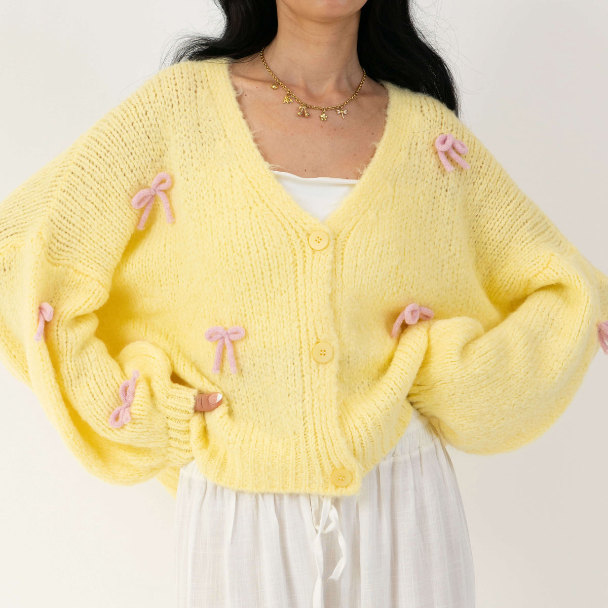 Oversize Mini Bow Cardigan