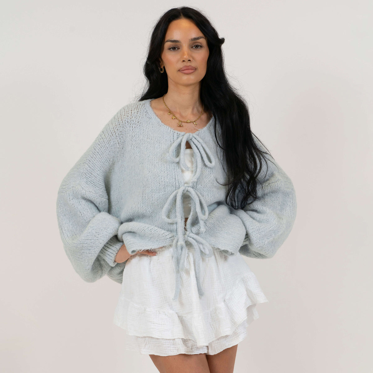 Oversized Cardigan with Bows