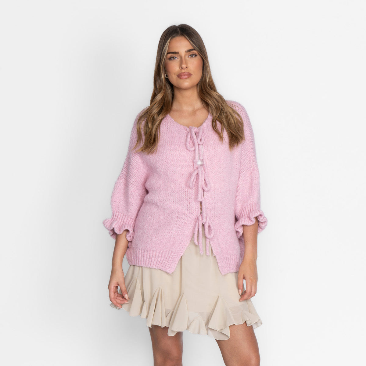 Oversized Tulip Cardigan with Bows