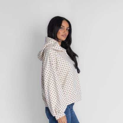 Sudadera con capucha de lunares