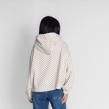 Sudadera con capucha de lunares