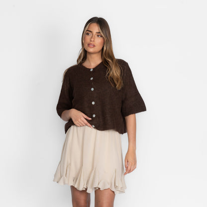 Short-sleeve knitted cardigan