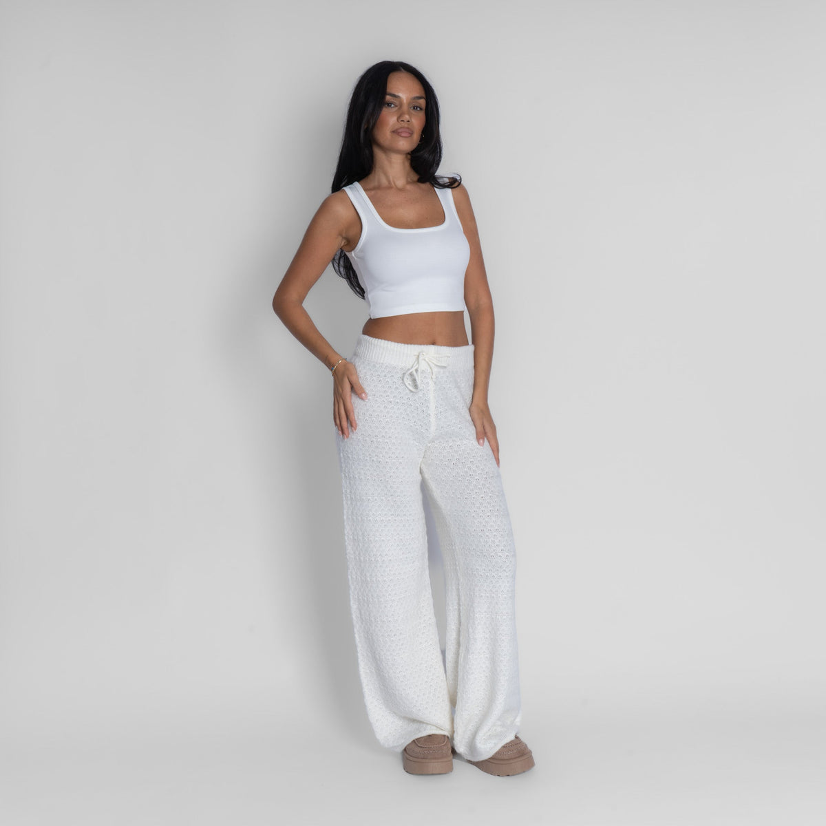 Pantalones anchos de punto acogedores