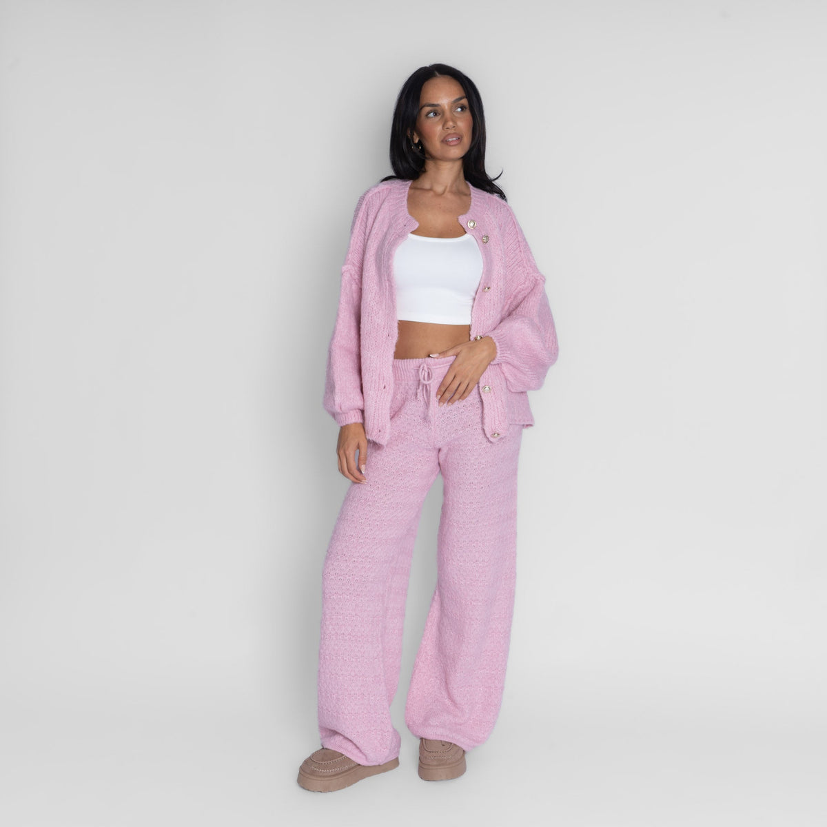 Pantalones anchos de punto acogedores