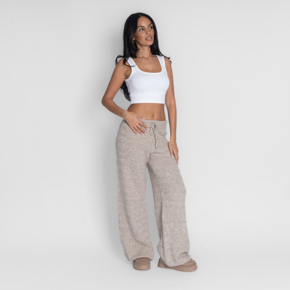 Pantalones anchos de punto acogedores