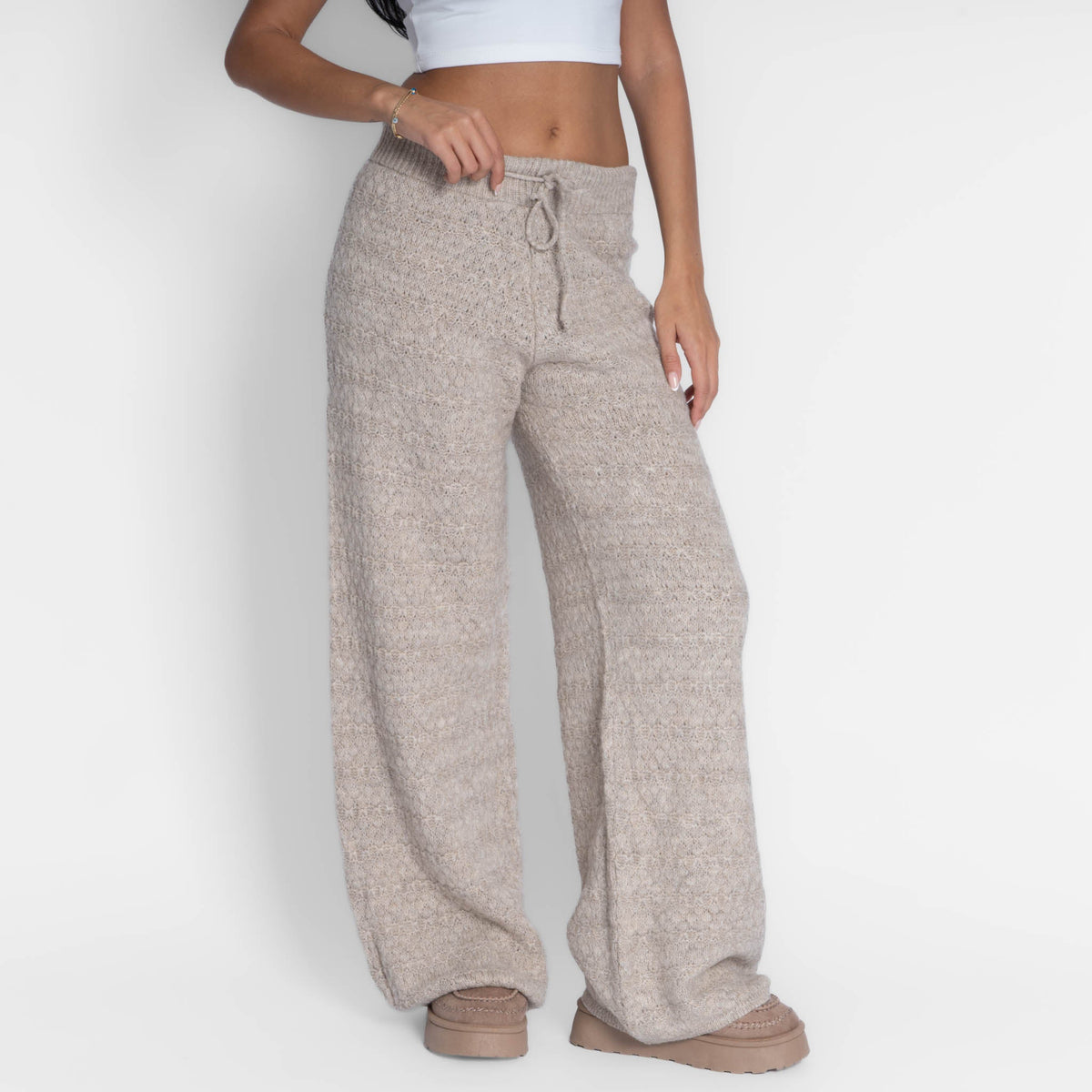 Pantalones anchos de punto acogedores