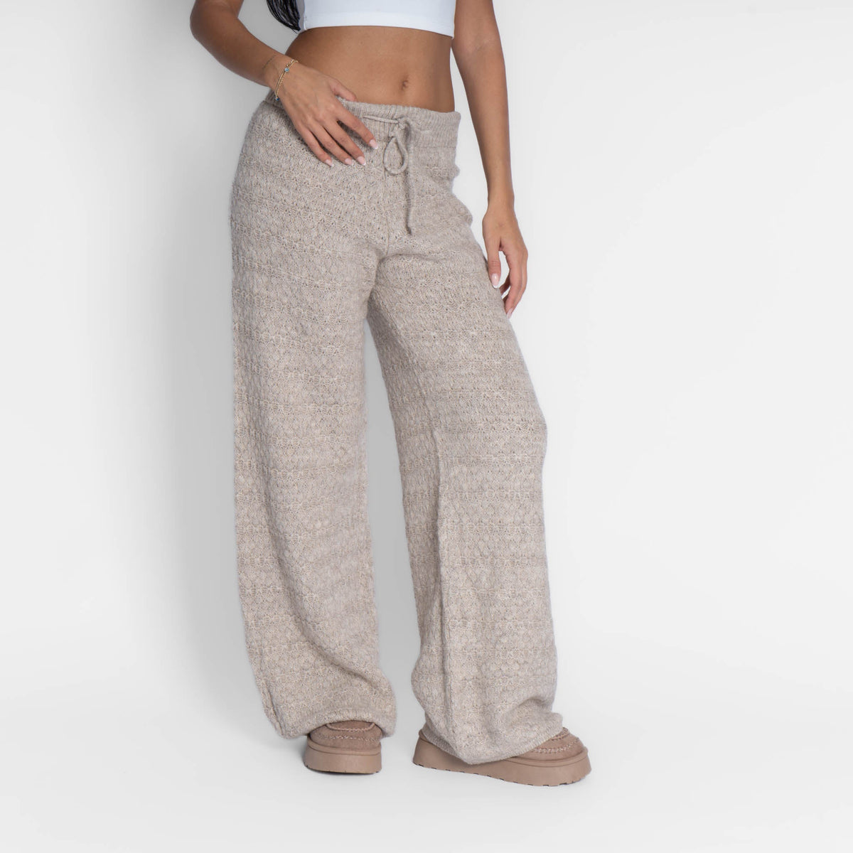 Pantalones anchos de punto acogedores